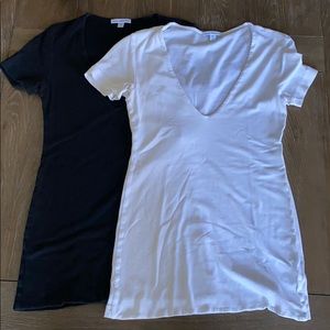 James Perse Black and White V-Neck T-shirts